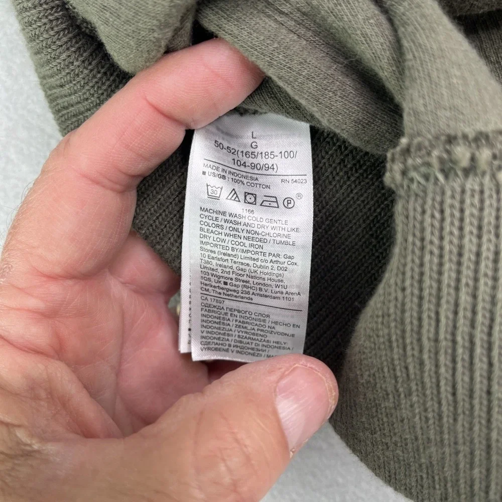 Banana Republic Sweater Pullover Earth Green 100% Cotton Men's Large 1/4 Button